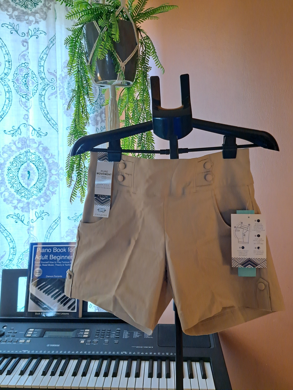 one 5 one Women's Tan Bermuda Shorts with Button Accents